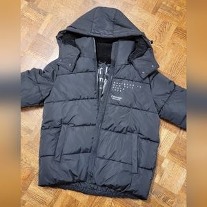 Calvin Ƙlein Performance Faux Sheraling-Lined Hood Puffer Jacket, Black, Medium